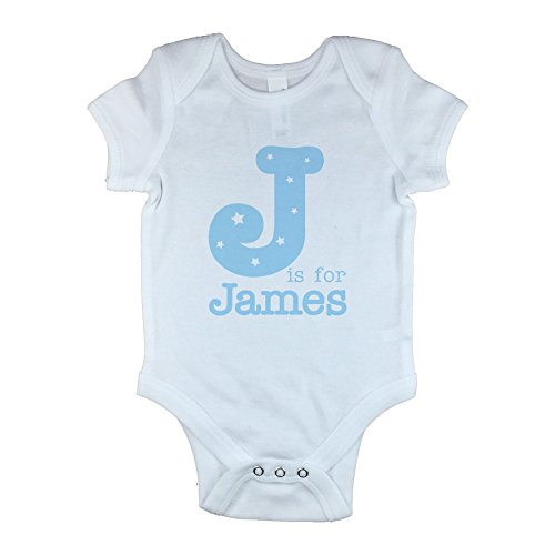 Personalised Alphabet Name Baby Vest Baby Grow Bodysuit Onesie for Boys (3-6 Mths, White)