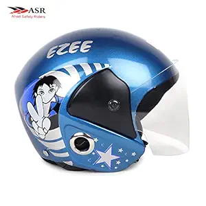ASR Ahad Safety Rider Ezee Junior Half face Kids Helmet for Cycle & Motorcycle 4 to 10 Years (Blue Extra Small)