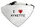 Produktbild Personalisierter Weißer Hundschal mit Aufschrift Ich liebe Nynette (Vorname/Zuname/Spitzname)