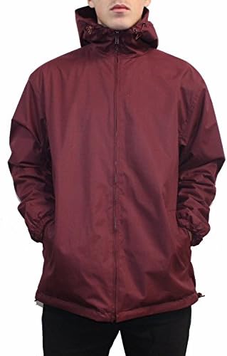 Maxxsell Mens Reversible Fleece Lined Hooded Windbreaker Rain Jacket -  Red - 