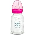 Mee Mee Premium Glass Feeding Bottle with Eazy-Flow Technology, Anti-Colic Valve,Anti Slip,BPA-free Baby Feeding Bottle For Babies & Toddlers(Pink, 120Ml)