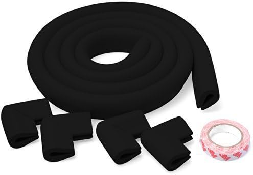 Premium 2m Length Table Edge Guard Childproofing Guard Corner Cushion Protector Edge Bumper + Four Corners(Black, U style) M-HG002BU