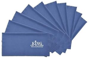 King of Flash 10 x Blue Superfine Microfiber Cleaning Cloths For Mobile Phones, Glasses, Tablets, TV, Sunglasses, Screens, Camera Lens Cleaners (10 Pack Cloth)