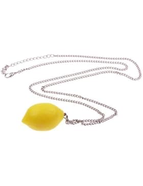 Zitronen Halskette - ca. 70cm lange Kette - Obst Anhänger Zitrone Gemüse Früchte Lemon