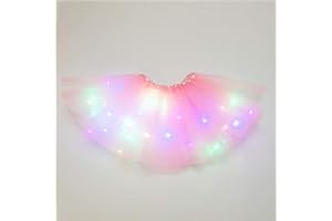 DONEMORE7 Jupe tutu à paillettes pour petites filles - Tutu lumineux à LED - Couleurs fluo - Robe de danse - Vêtements de princesse - Ballet pour enfants de 3 à 8 ans