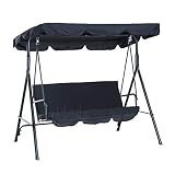 Outsunny Dondolo da Giardino a 3 Posti con Tettuccio Parasole Inclinabile in Acciaio 172 × 110 × 152cm Nero