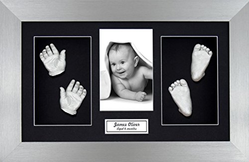 Twins Baby Hand Footprint Casting Kit Set / Pewter Frame / Silver Casts by BabyRice