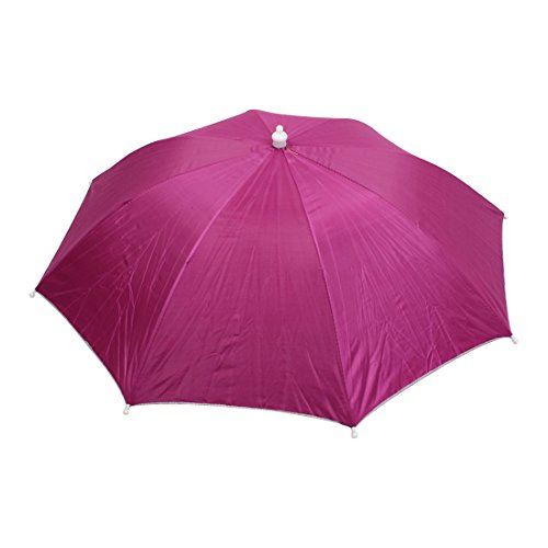 Preisvergleich Produktbild Schirmhut Außen Fischen Werkzeug Elastik Kopfband faltbare Regenschirm Fuchsie