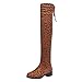 Produktbild MYMYG Damen Chelsea Boots Overknees Frauen Wildleder Leopardenmuster Runde Spitze hohe Stiefel Overknee-Schuhe Stiefel Langschaft High Boots Low Stack Ferse Freizeitschuhe