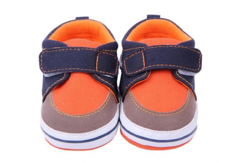 Bigood Baby Anti-Slip Cotton Cloth Strip Shoes Walking Sneakers Orange 13cm