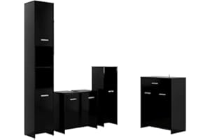 vidaXL Set Mobili da Bagno 4 pz Nero
