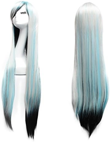 Sevada Long Straight Anime Cosplay Wig With Fringe, Heat-Resistant Synthetic Fibre Hair + Hair Net for Carnival Halloween Party Fancy Dress