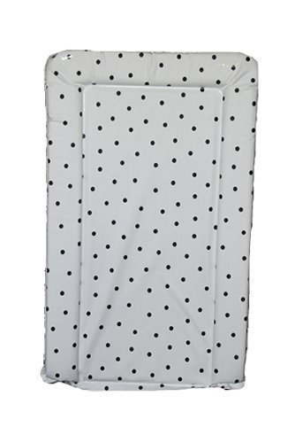 SUPER SOFT PADDED WATERPROOF BABY CHANGING MAT - WHITE WITH BLACK SPOT