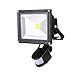 Produktbild AUFUN 20W Kaltweiß led strahler scheinwerfer mit PIR bewegungsmelder Außen Innen - außenstrahler Flutlicht Fluter Schwarz wasserdicht IP65 (20W Kaltweiß,Schwarz)