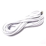 Cable eléctrico decorativo de tela de color blanco.