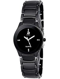 DAIZEL Round Dial Premium Quality Series Analogue Black Dial Black Stainless Steel Strape Fashion Wrist Watch for Women & Girls | DV-IIK-Small-BK