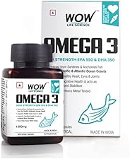 WOW Life Science Fish Oil, Docosahexaenoic Acid, Eicosapentaenoic Acid EPA + DHA Enriched Capsule for Unisex, 