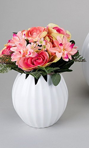 Moderne Deko Vase Blumenvase aus Keramik in weiss matt Höhe 18 cm