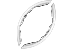 DOMENICA Couvre Volant de Voiture Fibre de Carbone Universel 36-40cm (Blanc)