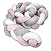 Produktbild Navaris Bettschlange geflochten 200cm Nestchen Zopf - Babybett Stoßfänger Bettumrandung lang - Kopfschutz Zugluftstopper in Weiß Grau Rosa