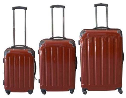 Preisvergleich Produktbild 3-teiliges Polycarbonat-Trolley-Koffer-Set in rot