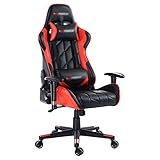 WADSYS Fauteuil Gamer/de Bureau Pro GT-Dossier inclinable-Style Racing/Automobile/Sportif-pour Travail sur Ordinateur-Similicuir-Red,Rouge