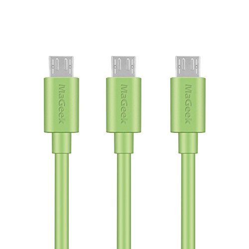 MaGeek® [3-Pack]0.9m Premium Micro USB Kabel Schnell Aufladen Synchronisationen und Ladekabel für Android, Samsung, HTC, Motorola, Nokia, LG, HP, Sony,und mehr (Grün)