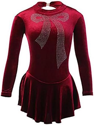 SDFS5464SDF Figure Skating Dress Women's Girls' Ice Skating Dress Breathable Stretch Handmade Long Sleeves Performance Leisure Sports Skating Wear , M