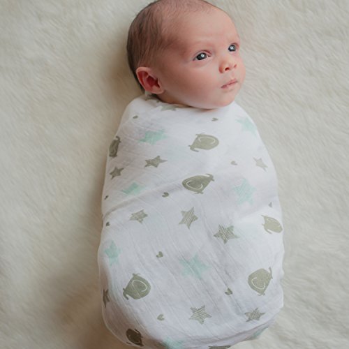 Pucktücher aus Musselin 4er-Pack – Große Musselin-Puckdecken von CuddleBug, 120 cm x 120 cm – Beste Musselindecken aus weicher Baumwolle – Bestes Geschenk für werdende Eltern – Ideal fürs Kinderbett – Für Mädchen oder Jungen – 4 niedliche Motive – Garantie auf Lebenszeit! - 3