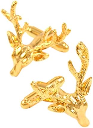 Men Cufflinks Gold Smooth Deer Head Modeling French Shirts Cufflinks,Gold-25*25mm
