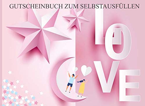Preisvergleich Produktbild Gutscheinbuch zum Selbstausfüllen: Gutscheine für jeden Anlass, 40 Gutscheine Individualisierbar, Blanko zum auschneiden und ausfüllen, Softcover, Motiv: Rote Liebe