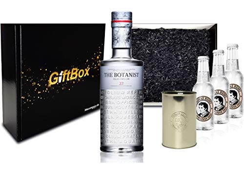 Gin Tonic Set Giftbox Geschenkset - The Botanist Islay Dry Gin 0,7l 700ml (46% Vol) + 3x Thomas Henry Elderflower Tonic 200ml inkl. Pfand MEHRWEG + Becher -[Enthält Sulfite]