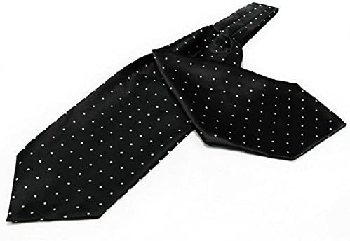 Mens Ascot elegant Cravat Jacquard woven necktie (Black)