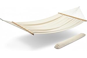 FUN FAN LINE - Hamaca de Jardín para Exterior o Interior Blanco Lino190x80 cm | Hamacas Colgantes Portátiles para Camping y Acampada con Funda Protectora | Ideal para Terraza y Balcón