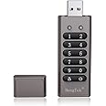 Pepisky 64GB 256-bit Encrypted USB Drive Password Secure Flash Drive USB3.0 U Disk Support Reset/Wipe/Auto Lock Function, Grey