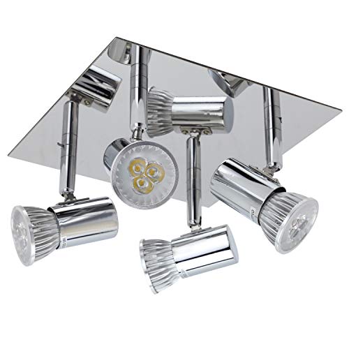 Minifocos LED modernos para techo, luz I Ecopower para sala de estar, cocina, pasillo, dormitorio I, habitación de los niños, comedor I de metal I 4 GU10 puntos de iluminación giratoria