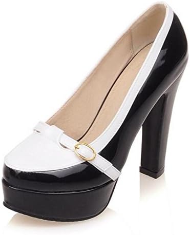 womens court shoes Elegant spell color belt buckle with ultra-high heel waterproof platform shoes , white , 36