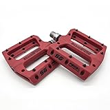 Willyn Pedali antiscivolo super leggeri, per mountain bike, cuscinetto ermetico, trekking, bici da corsa, pedali per bicicletta, con riflettore, Rot