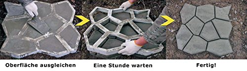 @tec Betonform Schalungsform Gießform Plastikform-Schablone 60x60x6 cm mit zwei Griffen – für Beton, Natursteinpflaster, Kopfsteinpflaster, Pflastersteine, Terrassenplatten, Trittplatten und Gehwegplatten für Garten - 6