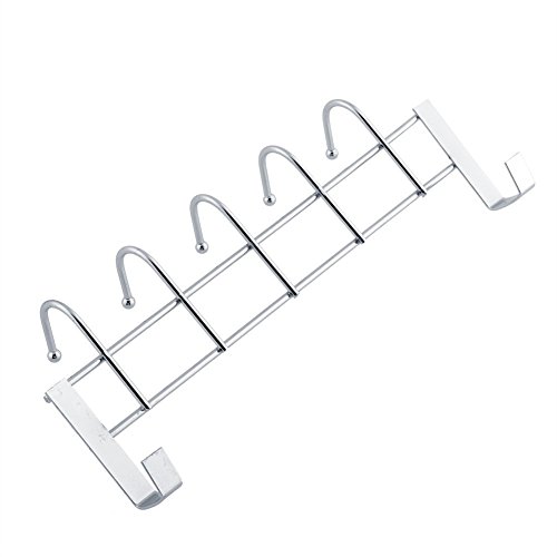 Bad Handtuch Halter Türhängeleiste, 5 Haken, Metall verchromt - 3