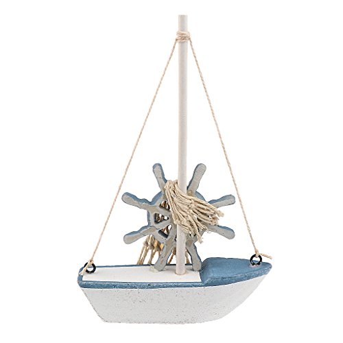 Generic Maritime Holz Mini Segelboot Segelschiff / Boot-Modell Tisch Geschenk Dekor – Ruder - 7