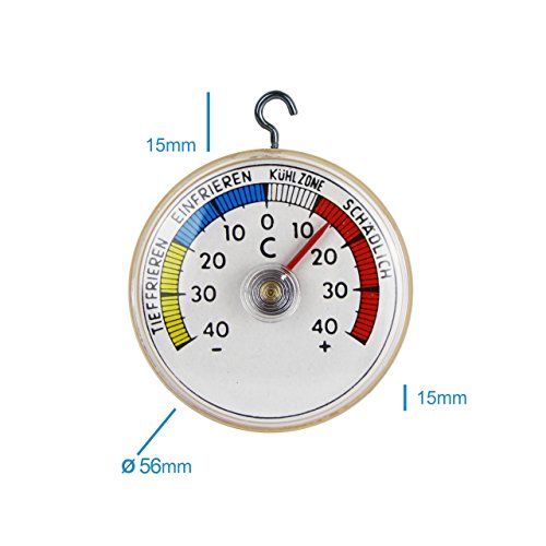 Lantelme 5 St Kühlschrank Thermometer Analog / Bimetall / Klebe mit Metallhaken . Kühlschrankthermometer 4094 - 4