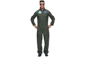 EraSpooky Men Flight Suit Pilot Aviator Costume Jumpsuit Halloween Party Fancy Dress