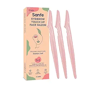 Sanfe Reusable Eyebrow Touch Up Hair Removing Face Razor For Women - Pack of 3 | Instant & Painless Hair Removal |Suitable For Eyebrow, Upper lip, Chin |Peach Fuzz | Stainless Steel Blade & Firm Grip