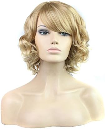 Quibine 16"/40cm Women' Heat Resistant Bob Style Cosplay Full Wigs, Blonde