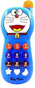 Tread Mall Battery Operated Doraemon Phone Mobile and Learning Mobile Phone with Light Music Telephone Cartoon Phone for Kids Baby Phone (Multi Color)
