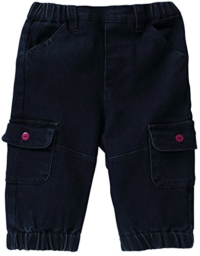 Schnizler Baby Girls'Trousers with Elastic Waistband-Pink Buttons -  Blue - 0-3 Months