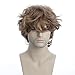 Price comparison product image Karlery Mens Short Curly Fluffy Brown Wig with Bang Halloween Cosplay Wig Anime Costume Party Wig