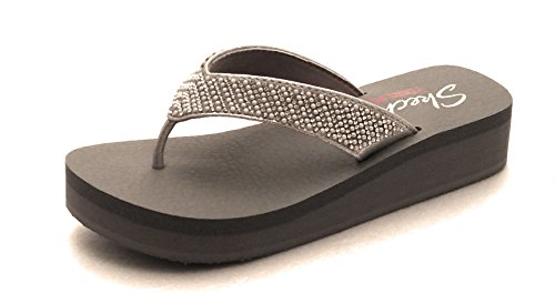 skechers sandals silver