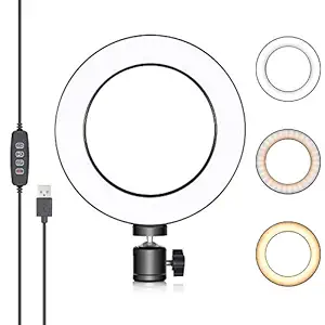 Neewer LED Ring Light 6-inch for YouTube Video Live Streaming Makeup Selfie, Desktop Mini USB Camera LED Light with 3 Light Modes and 11 Brightness Level
